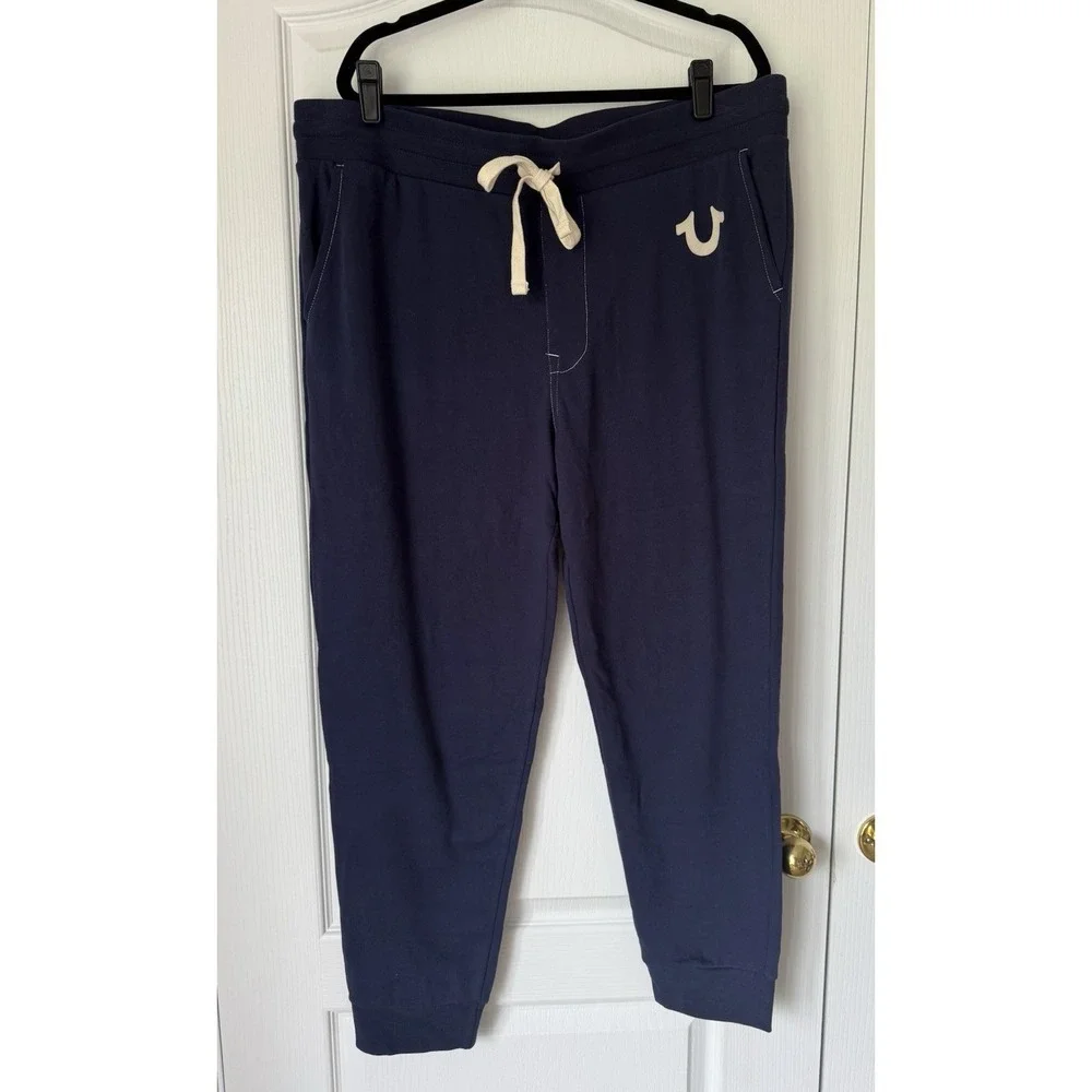 True Religion‎ Men's Navy Blue Classic Logo Jogger Sweatpants Size XXL /2XL NWT